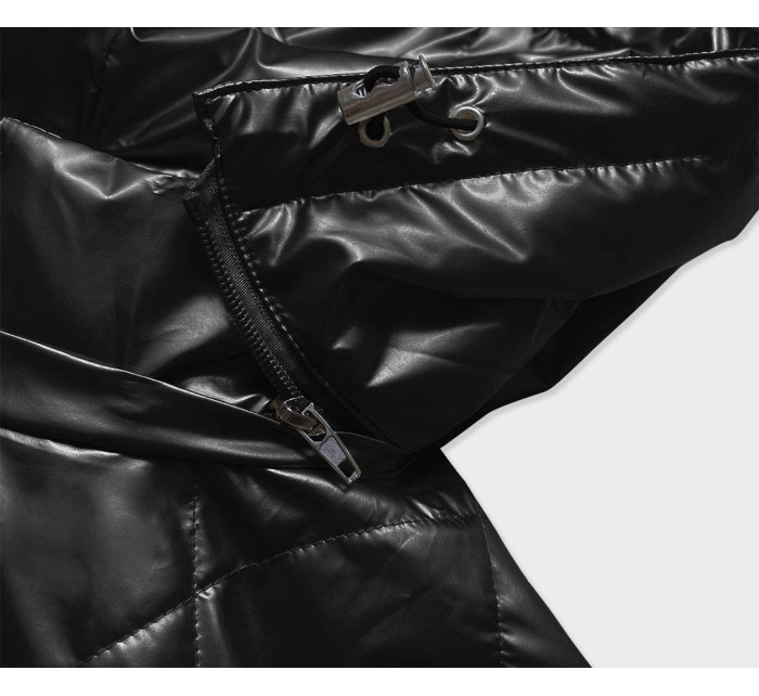 Čierna dámska lesklá bunda (2021-02)