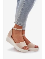 Lekkie Sandały Na Platformie I Delikatnym Koturnie Jasnobeżowe Gillifia Lekkie Sandały Na Platformie I Delikatnym Koturnie Jasnobeżowe Gillifia
