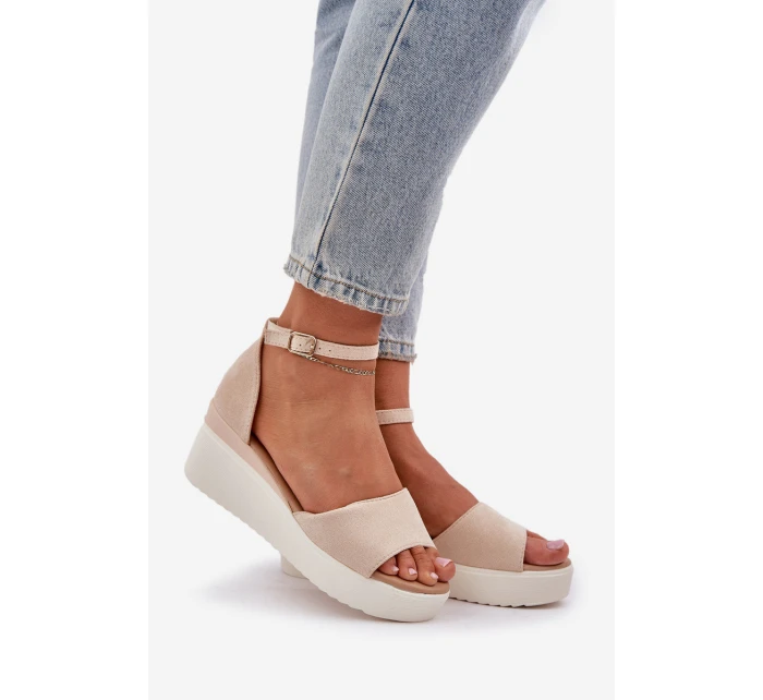 Lekkie Sandały Na Platformie I Delikatnym Koturnie Jasnobeżowe Gillifia Lekkie Sandały Na Platformie I Delikatnym Koturnie Jasnobeżowe Gillifia