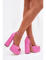 Sandały Damskie Na Słupku I Platformie Różowe Beloria