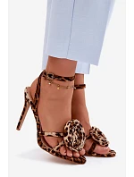Dámské sandály na podpatku s ozdobou Panterka model 22122579 - Boto