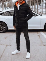 Pánska prešívaná zimná bunda s kapucňou čierna FashionStreet TX4895 Pánska prešívaná zimná bunda s kapucňou čierna FashionStreet TX4895