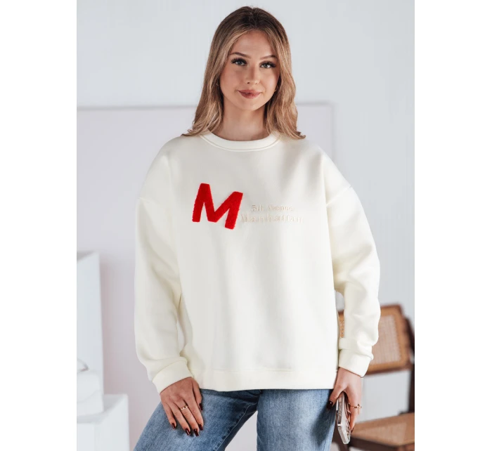 Dámska oversize mikina AVENUE ecru FashionStreet BY1353