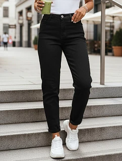 Dámske džínsy s vysokým pásom mom fit black FashionStreet UY2954
