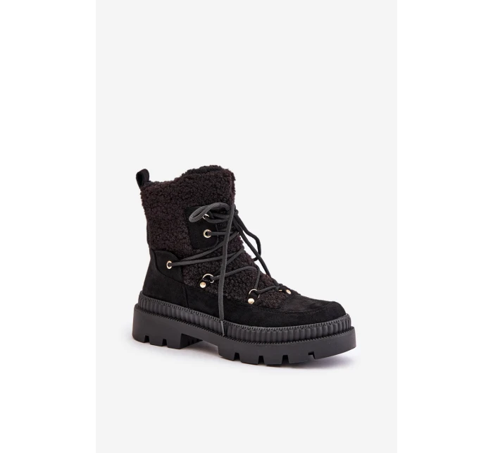 Botki Z Futerkiem Typu Baranek Czarne Merilana