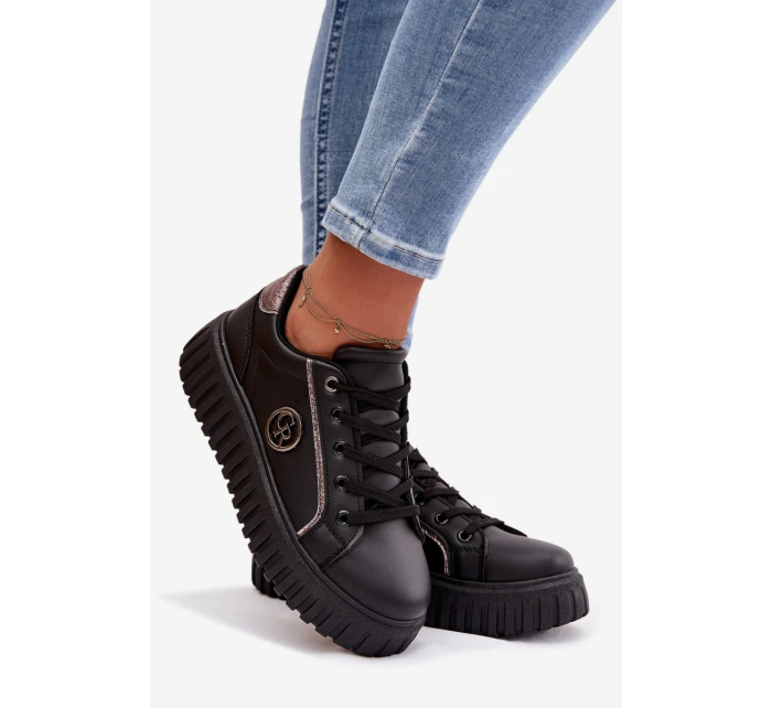 Dámské tenisky na platformě s ozdobným detailem černé Iselora