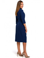 model 18002173 Zavinovací šaty s vázáním tmavě modré - STYLOVE