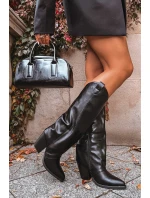 Dámske zateplené kovbojské čižmy Mavine na stĺpikovom podpätku - čierne Dámske zateplené kovbojské čižmy Mavine na stĺpikovom podpätku - čierne