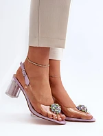 Sandále na podpätku MR38-444 silver-transparent - Krok vo veľkom štýle