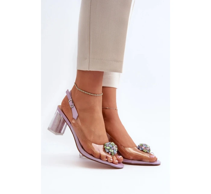 Sandále na podpätku MR38-444 silver-transparent - Krok vo veľkom štýle