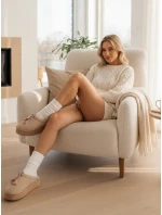 Dámské zateplené žabky light beige Dstreet model 21994580 - FashionStreet Dámské zateplené žabky light beige Dstreet model 21994580 - FashionStreet