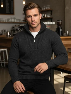 Pánsky zateplený pulóver Dstreet WX2354, grafitová