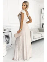 411-4 CRYSTAL trblietavé dlhé šaty s výstrihom - BEACH 411-4 CRYSTAL trblietavé dlhé šaty s výstrihom - BEACH