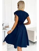 348-6 SCARLETT - rozšírené šaty s obálkovým výstrihom - ZELENÉ