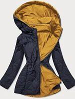 Tmavo modro-žltá obojstranná dámska prešívaná bunda (MHM-W589)