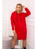 Šaty s kapucí a bočním rozparkem červené Šaty s kapucí a bočním rozparkem červené
