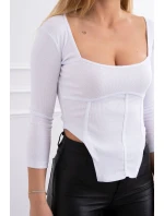 Halenka s žebrovaným výstřihem bílá Halenka s žebrovaným výstřihem bílá