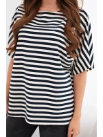 Dámská bavlněná pruhovaná halenka s krátkým rukávem černá