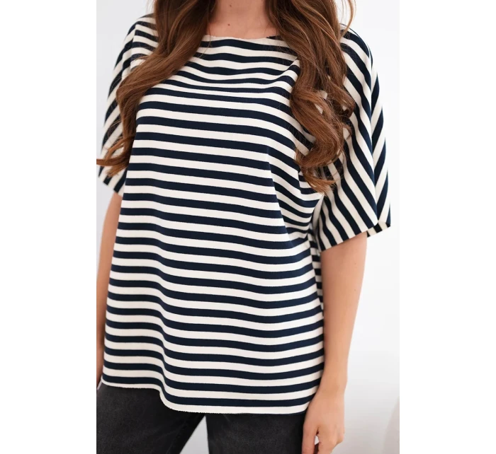 Dámská bavlněná pruhovaná halenka s krátkým rukávem černá