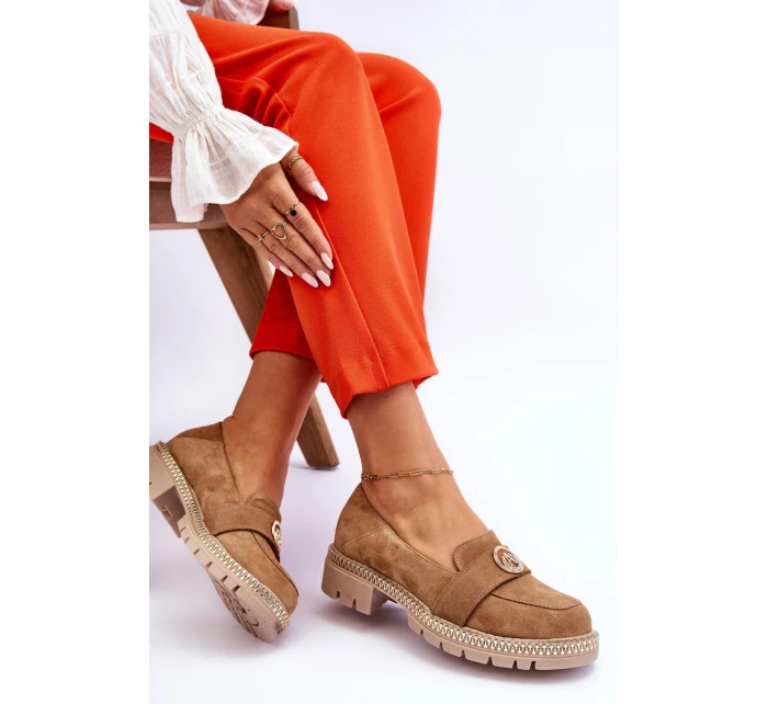 Eleganckie Zamszowe Mokasyny Ciemnobeżowe Laverne Eleganckie Zamszowe Mokasyny Ciemnobeżowe Laverne