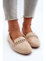 Błyszczące Mokasyny Damskie Z Łańcuchem Beżowe Aredilla Błyszczące Mokasyny Damskie Z Łańcuchem Beżowe Aredilla