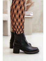 Ocieplane Botki Damskie Na Słupku Eko Skórzane Czarne Irittes Ocieplane Botki Damskie Na Słupku Eko Skórzane Czarne Irittes