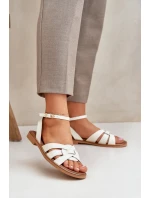 Kožené Dámské Sandály Na Plochém Podpatku Zazoo model 21682231 Ecru - Boto Kožené Dámské Sandály Na Plochém Podpatku Zazoo model 21682231 Ecru - Boto