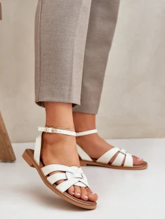 Kožené Dámské Sandály Na Plochém Podpatku Zazoo model 21682231 Ecru - Boto