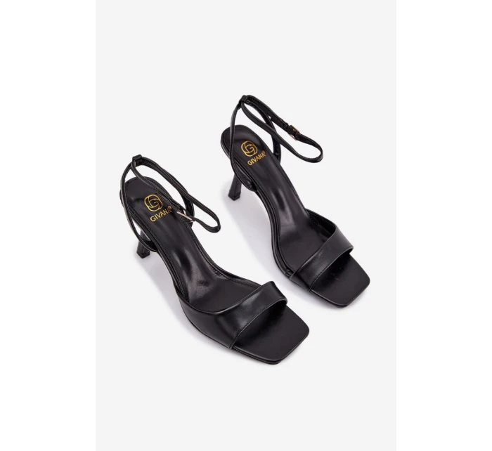 Dámské sandály na podpatku Eko kůže Černé model 21788209 - Boto Dámské sandály na podpatku Eko kůže Černé model 21788209 - Boto