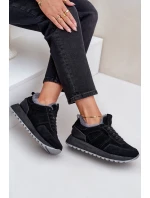 Semišové dámske tenisky s kožušinou a lesklým prvkom Big Star OO274580 Hi-Poly System black Semišové dámske tenisky s kožušinou a lesklým prvkom Big Star OO274580 Hi-Poly System black