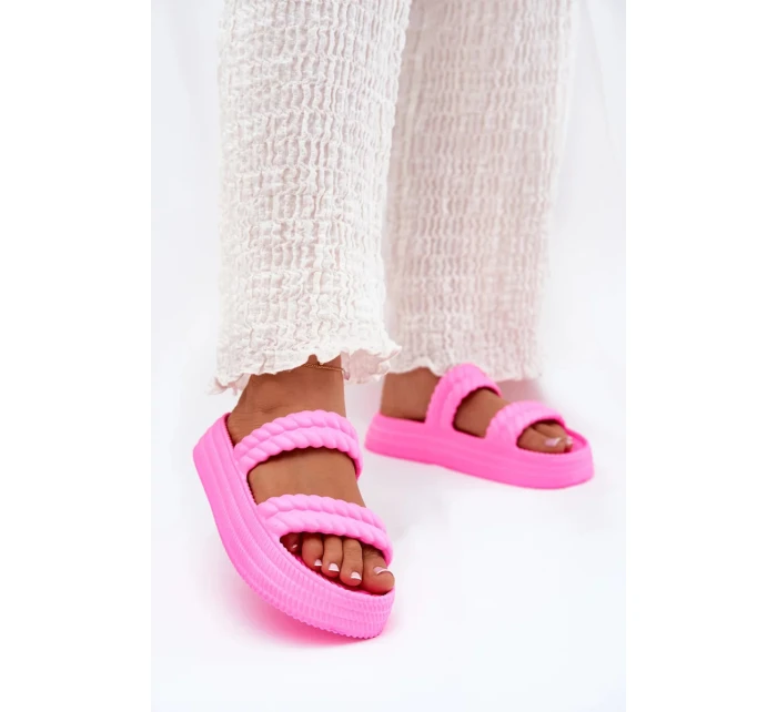 Dámske ľahké papuče na platforme S.Barski - fuchsiová