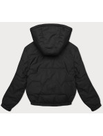 Čierna prešívaná bunda s odnímateľnou kapucňou Miss TiTi (2482)