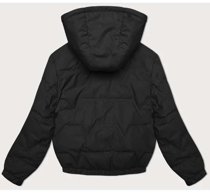 Čierna prešívaná bunda s odnímateľnou kapucňou Miss TiTi (2482)