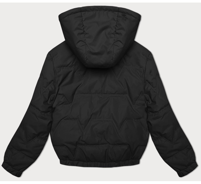 Čierna prešívaná bunda s odnímateľnou kapucňou Miss TiTi (2482)