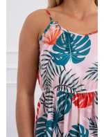 Šaty s motívom listov púdrovo ružovej Šaty s motívom listov púdrovo ružovej