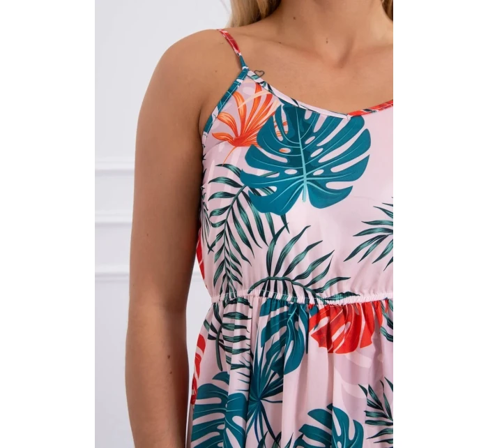 Šaty s motívom listov púdrovo ružovej Šaty s motívom listov púdrovo ružovej