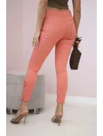 Nohavice z farebného denimu s mašľou marhuľová