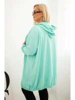 Dámska bavlnená mikina s kapucňou a zipsom v nadmernej veľkosti Mint