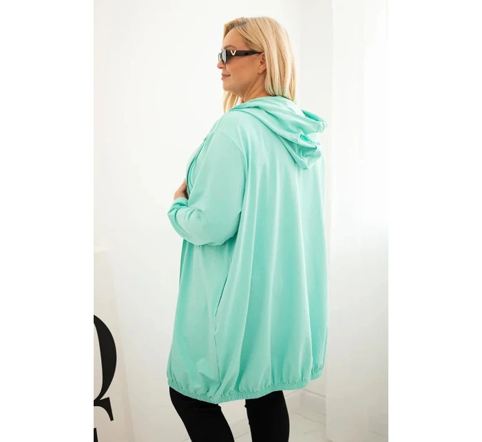 Dámska bavlnená mikina s kapucňou a zipsom v nadmernej veľkosti Mint