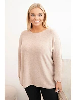 Dámský svetr plus size s lodičkovým výstřihem tmavě béžový Dámský svetr plus size s lodičkovým výstřihem tmavě béžový