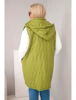 Dámska prešívaná vesta s kapucňou Plus Size Olive