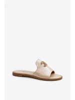 Eleganckie Klapki Damskie Błyszczące Z Ozdobą S.Barski KV27-050 Złote