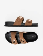 Moderné dámske svetlé hnedé papuče s platformou Moderné dámske svetlé hnedé papuče s platformou