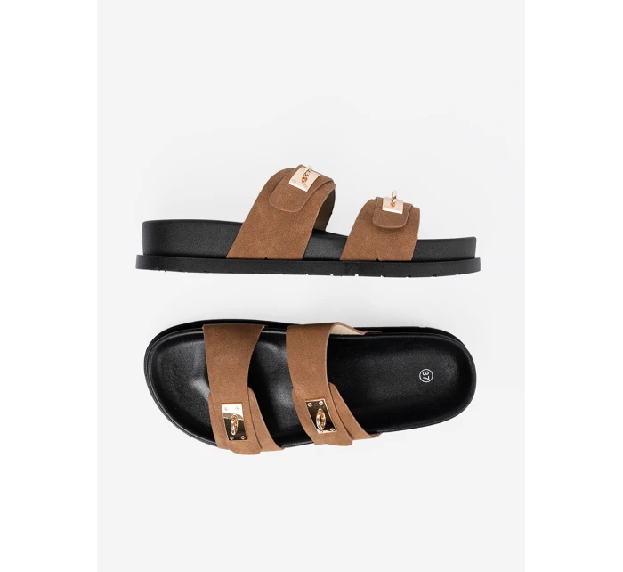 Moderné dámske svetlé hnedé papuče s platformou Moderné dámske svetlé hnedé papuče s platformou