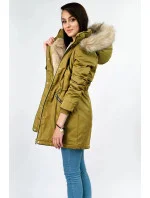 Žltá dámska zimná bunda s podšívkou z machovej kožušiny (b2623) Žltá dámska zimná bunda s podšívkou z machovej kožušiny (b2623)