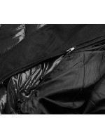 Čierna prešívaná bunda s dvojitou kapucňou (L22-9862-1)