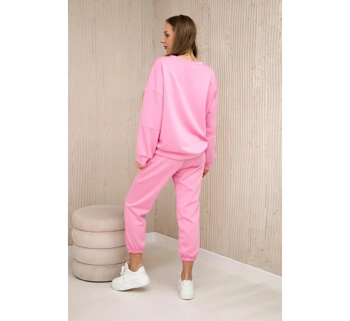 Súprava tepláky + nohavice maslová látka svetloružová