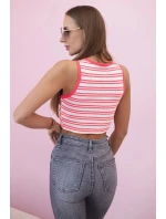 Dámsky bavlnený top s výstrihom a zlatým akcentom Neon Pink