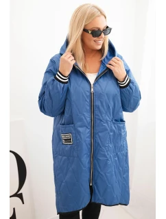 Dámská bunda Plus Size prošívaná s kapucí a manžetami světlá model 22077166 - K-Fashion