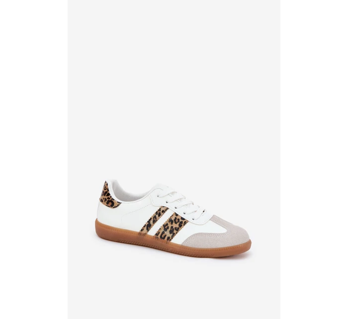 Niskie Sneakersy Damskie Z Eko Skóry Panterka Białe Nonalorin